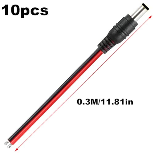 10st 18AWG DC 12V 5A 5.5x2.5mm Male DC Power Cable Pigtails, DC Power Jack Plug Adapter Holle Plug 5.5 2.5 Low Voltage Connector voor CCTV beveiligingscamera 4