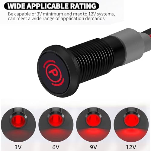 12 - 24 V 8 mm DC LED-indicator Metalen LED-indicatorlamp 12 V voor bestelwagen, boot en andere universele voertuigen (parkeerremindicator), rood 4