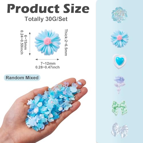 30g Nagel Art Charms Lichtgevende Bloem Hars Cabochons Hart Vlinder Boeg Dome Flatback Cabochons voor Nagel Art Decoratie Scrapbooking Embellishment 3