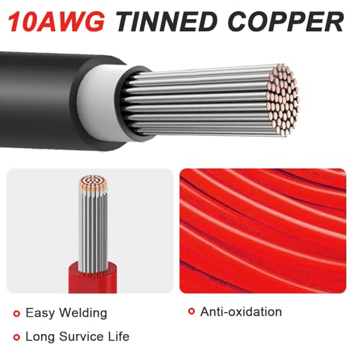 Zonnepanelverlengkabel, 10 AWG bus en stekker, zonnepaneeladapter, blanco kabel met meerleutel (2 stuks, 1,8 m) 3