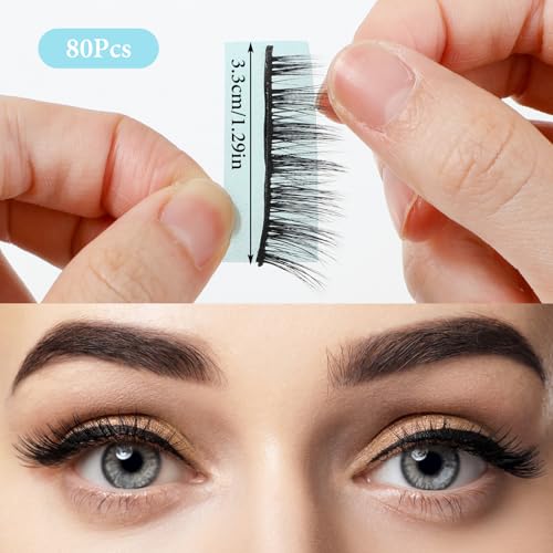 Verpakking van 80 Valse wimpers, Zelfklevende wimperstrips Herbruikbare zwarte wimper lijm Strips sterke Grip vervanging Strips voor de meeste kunstmatige wimper Strips