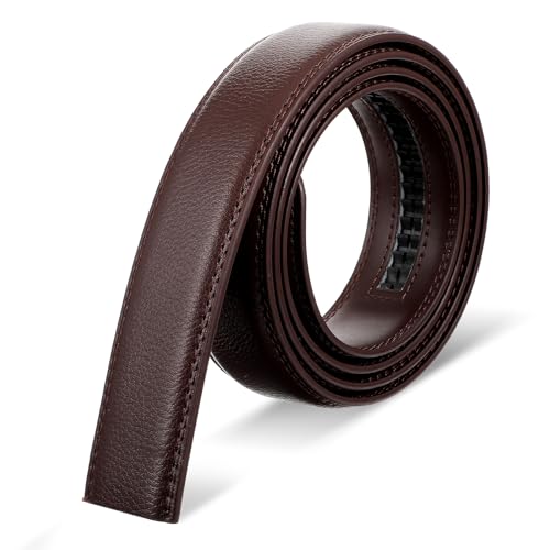 Automatic Belt Leather Belt Without Buckle 35mm Brede Belt Verstelbare Ratchet Belt voor mannen Kleding Jeans Bruin 130 x 3,5 x 0,6 cm, Bruin