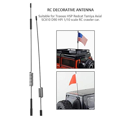 2PCE RC Antenna, Schwarz Metall Dekoration Zubeh? rteile Simulatie Antenna voor Traxxas RC Crawler Auto 4