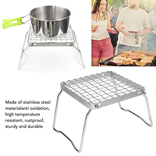 Kampvuurgrill, 304 Stainless Steel Campfire Grill Mini vouwen Grill Rack, Portable Oven Bracket BBQ Grill met benen en zak voor picknicks, Backpacking, Outdoor partijen 5