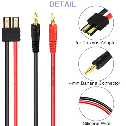 3st 4mm Banaan voor TRX Plug Adapter Plug, voor TRX Plug tot 4mm Banana Plug Adapter, Laadkabel, Batterij voor Lipo Batterij, RC Speelgoed 5