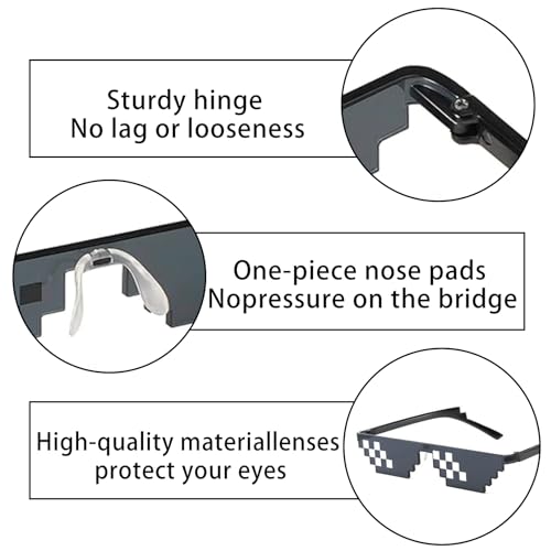 Icrimax 1 Piece Banter Artikel, Gepersonaliseerde Pixel zonnebril Gadgets Gadgets Cool Gadgets Rave Glazen Party Glazen Grappige zonnebril voor mannen Vrouwen Kinderen Photo Props Partij Decoratie 3