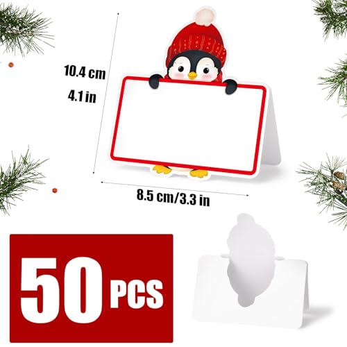 50 Stks Kerstplaats Kaart Pinguïn Tafel Zitkaarten Papier Naam Kaarten Voor Kerst Tafel Instelling Verjaardag Xmas Bruiloft Diner Party Supply