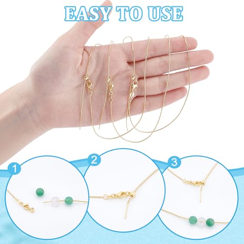 12 stuks messing ronde lankenketting, echt 18K vergulde kettingalsketting 45,7 cm / 17,9 inch, verstelbare schuifnetten voor het maken van sieraden en doe-het-zelfprojecten 3
