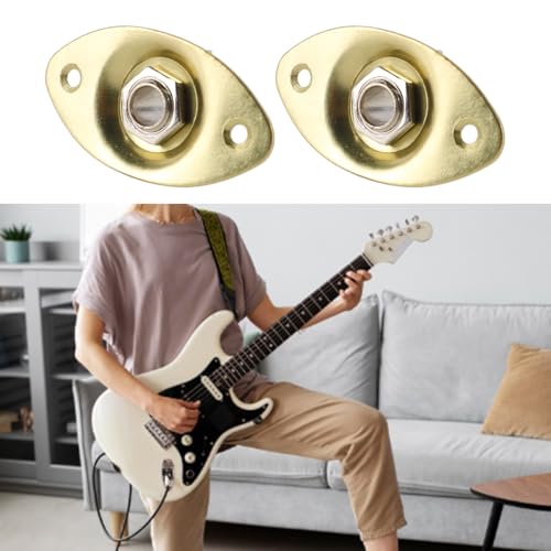 2 Pack Gold Thick Oval Dent Electric Guitar Jack Output Plate Jack voor Fender Stratocaster Telecaster Vervanging hardware 5
