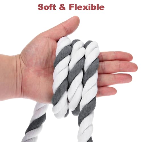 1 Inch x 50 Foot Natural Twisted Katoenen Touw 3 Strand Sterk Dikke Katoenen Touw Touw Touw van oorlogstouw voor leuningen Ambachten Games Home Decor, grijs wit 5