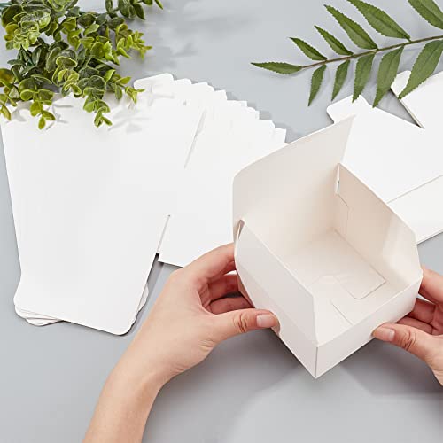 Verpakking van 15 opgevouwen papieren dozen, 10 x 10 x 5 cm, Kartonnen dozen voor bruidsmeisjes, Wit Kraftpapier voor kerstfeest, Kerstfeest 3