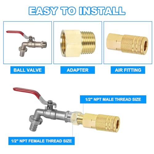 4 st. Messing Pijp passen Hex Socket, 3/8 Inch NPT Man tot 1/4 Inch NPT Vrouwelijke Reducer Adapter Pijp uitbreiding past voor badkuip Spout Douche, Gold Tone 5