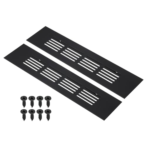 20x5cm Rechthoekige Ventilatiehoes, 2 st Aluminium Mesh Raster Ventilatie Hoes Louvre met bevestigingsschroeven voor kabinetsdeur, zwart