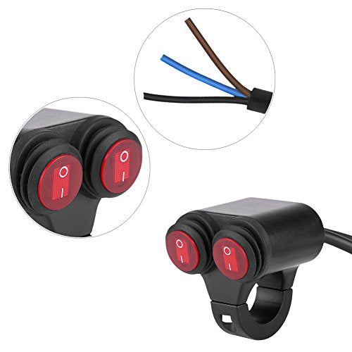 Motorfiets handgreep schakelaar, Universele 12V handgreep, 7/8 inch handgreep, koplampschakelaar, dubbele bediening, mistlichten, schakelaar + hoornschakelaar (type C) koplamp/hoofdlamp 3
