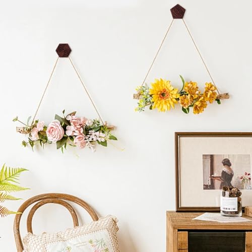 Verpakking van 4 houten wandhaken met geometrische vormen Houten wandhaken voor Bedroom Cupboards Entree Hallway Home Decor 4