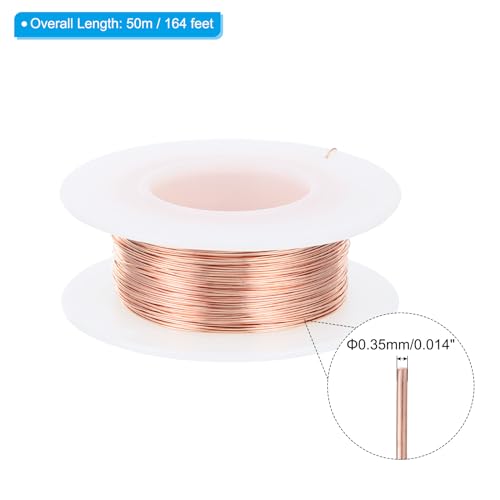 50m Solid Plain koperdraad, 27 meter, Pure koperdraad, 0,35 mm, Zachte draad voor sieraden en bindingen voor metaalfabrieken