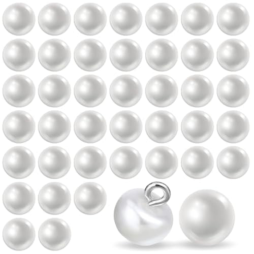 40 st Pearl Knoppen voor Naaien, 10mm White Pearl Knoppen voor Vrouwen, Decoratieve Ronde Knoppen met Shank voor Kleding, Jurken, Overhemden, DIY Ambachten