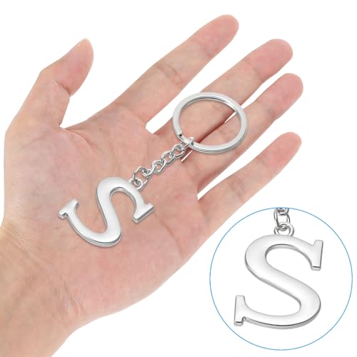 Eerste brief sleutelhanger, brief S sleutelhanger DIY hanger sleutelhanger tas rugzak decor voor mannen vrouwen partij geschenken gunsten, zilver, zilver 4