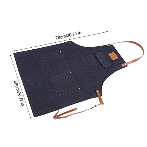 Jeans Bib Apron met lederen riem voor bakkers, Bartenders, Grill Chef, Work Cook, Uniform