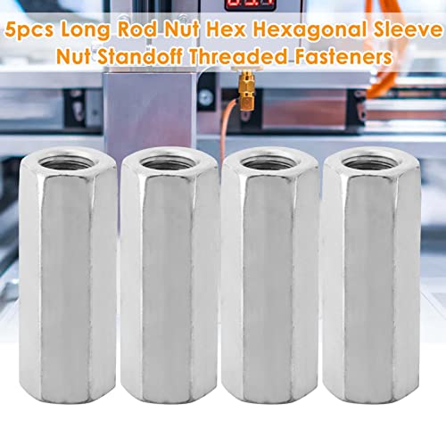Verpakking van 5 Carbon Steel M12 M12 Socket Hexagonal Sleeve M12 50 Long Nut M12 met Thread Shank M12 voor Noten, Threaded Fasteners (M12 x 50-15mm) 4