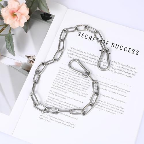 Roestvrij stalen kettingen, stalen ketting, 0,6 m roestvrij staal, ketting, schakelketting met karabijnhaak, roestvrij staal, ronde stalen ketting, roestvrij staal ketting voor hekpoorten 3