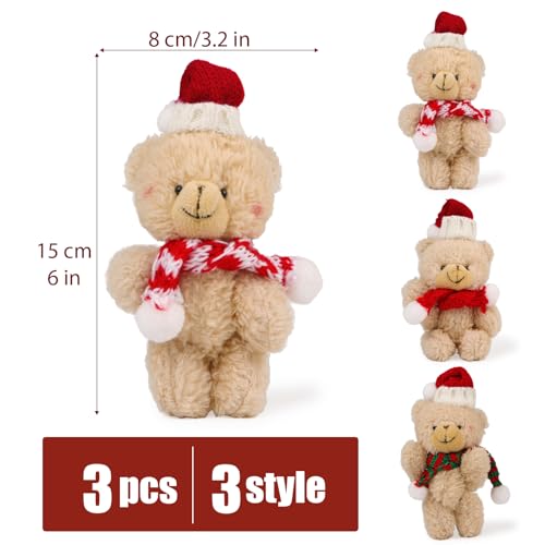 Wichtel Accessoires Kerst - 3 stuks pluche beer voor poppenhuis Accessoires - miniatuur beer hanger voor sleutels en tassen - kleine geschenken voor kerst