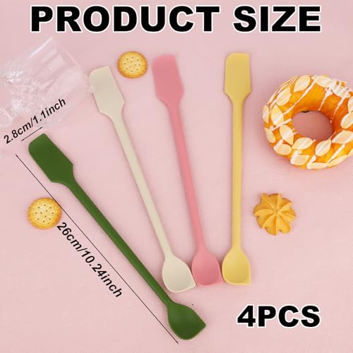4 st. Set van Mini Siliconen Spatula's, Dubbelzijdig Multifunctioneel Kleine Keuken Scraper Lange Lepel Herbruikbare Stirling Rod voor Jam Cake Cream Butter Glaze Lotion (4 kleuren)