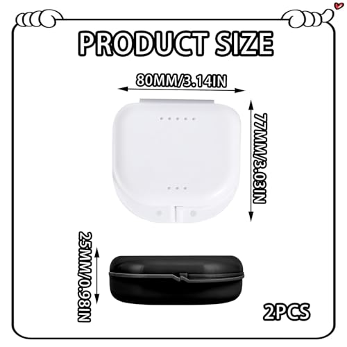 2 stuks Bracket Box Tandprothese Box Glitter Box Tanden Rail Retetainer Box Dental Box for Storing Braces or Tanden Rails (Zwart & wit)