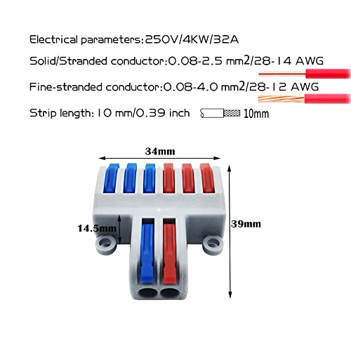 Elektrische connector, SPL-62 Terminalblokken, Compacte Wire Connector, Eindterminalklemmen (7 stuks, 2 in 6 uit) 3