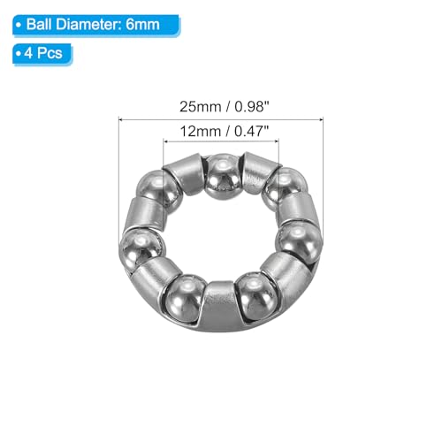 Kogellagers voor fietsbeugel 15/64 Inch x 7 Ballen, 4 stuks Stainless Steel Fietslagers, Onderdelen, Achterasaccessoires, Zilver