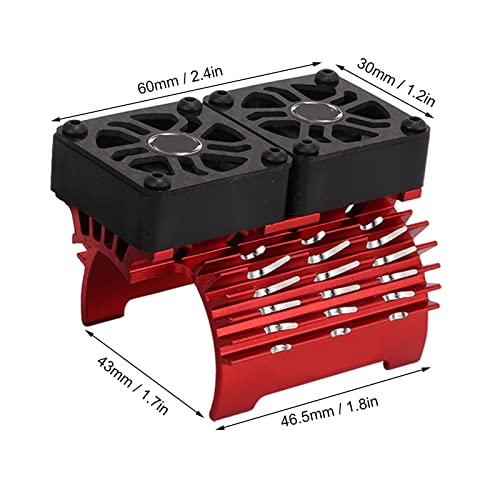 RC Borstelloze Motorfan, Dubbele Ventilator, 40-42Mm, Aluminium, RC autoverwarming aanrecht voor 1/8 Remote Controlled Car (Red) 5