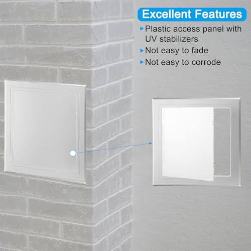 Zelfklevende toegangspaneel, ABS Loodgieter entreedeuren, eenvoudige wandgatenhoes voor gipsplaten, loodgieterswerk, elektrische kabels, bedrading, zilver, 250 x 250 mm 3
