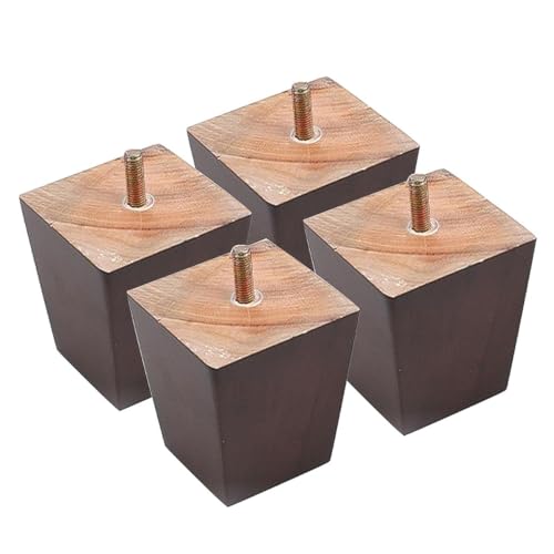 Meubilair Benen,4in/10cm Set van 4 Vierkante massief houten sofa Benen Stoel Tafel Benen Sofa Ondersteuning Vervanging Delen, Bruin