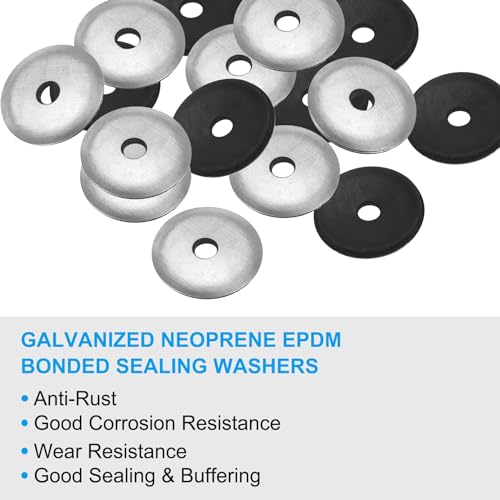 EPDM Rubber Afdichting Ringen Afdichting M6.3 x 30 mm, Verpakking van 50 Schroefhouder Gemaakt van gegalvaniseerd Neopreen Rubber voor industriële huishoudelijke machines dak (#14 x 1/4 Inch) 3