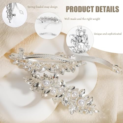 3 st Rhinestone Haar Clips, Decoratie Brooches zilveren bruiloft haarspelden Parel Franse haarspelden Crystal Bloem Haar Clips Elegante sieraden Haar decoraties voor bruiden bruidsmeisjes meisjes 5
