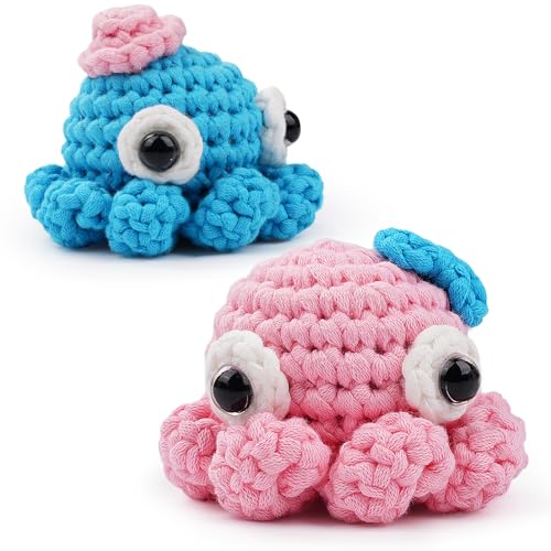 NestledCrafts haak Set, Complete haak Set voor beginners en volwassenen, Breiset, Zachte garen, IJs Stripe lijn, Gift voor verjaardag, Stap-voor-stap Video-instructies (Octopussen) 3