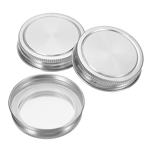 70mm Plain Mond Roestvrij staal Mason Jar Lids, 1Set/3 Pack Canning Jaren Caps met Silicone Sealing Ring voor Keukenopslag