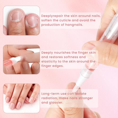 6 Piece Nail Oil Pen Set, Natuurlijke Cuticle Olie Pennen, Cuticle Olie voor Nagels, Cuticle Revitalisatie Oliën met zachte borstel voor beschadigde huid 3