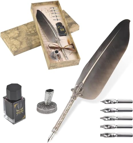 Antieke Veren Dip Pen Cadeaus Merchandise Goose Feather Schrijven Inkt Set Stationery Cadeau Doos Kerstmis
