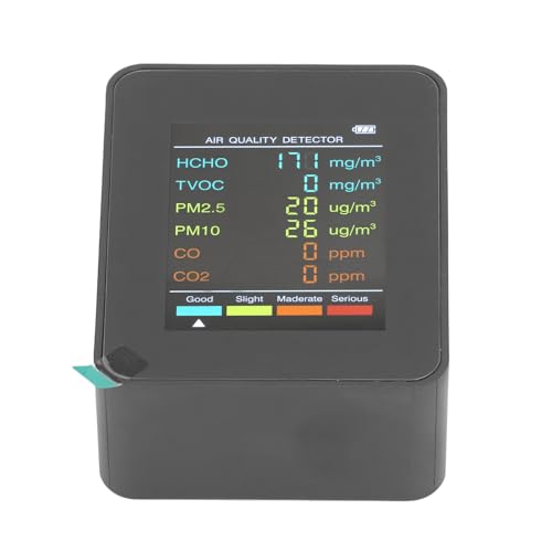 Luchtkwaliteit Monitor Detector Indoor LCD Backlight Screen Portable CO2 TVOC HCHO PM2.5 PM10 Tester met Alarm (BLACK) 4