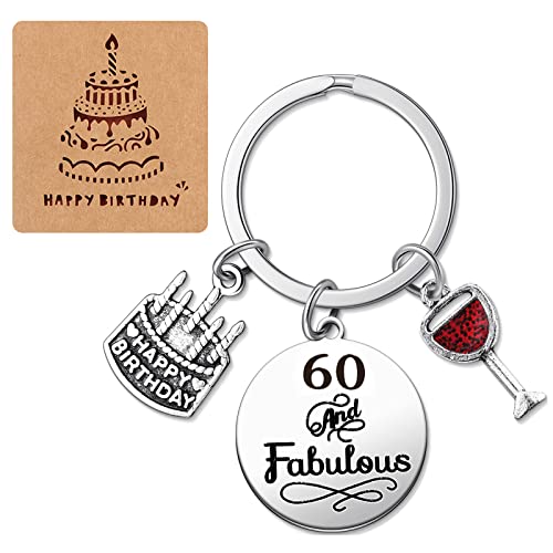 verjaardag sleutelhanger, verjaardag cadeau vrouw voor mannen verjaardag prachtige sleutelhanger geschenk met gelukkige verjaardag kaart, zilver., Een maat, zilver