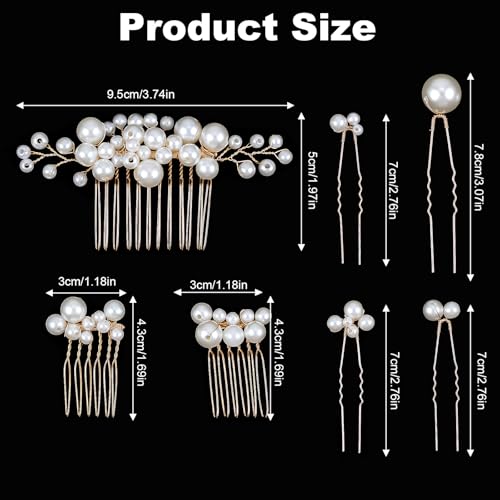 9 stuks U gevormd Haarspelden Parels Haar Accessoires, Bruiloft Haar Pins Set Headdress Bruiloft Goud Bruid Combs Haar Combs Haar Combs voor Up voor Vrouwen Meisjes Bruidsmeisjes