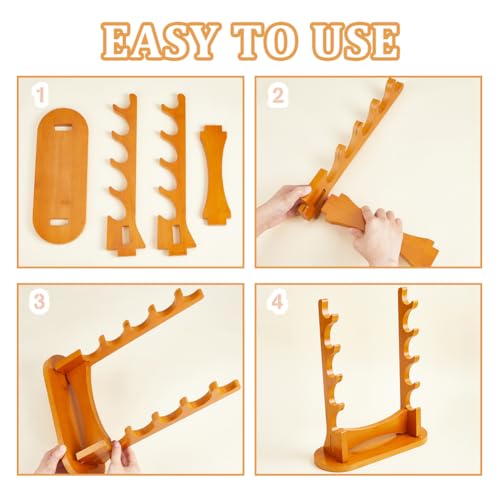 Houten fluitstandaard, 5 niveauszwaarddisplay hogen bureaustandaard voor sopraanfluit en blaasinstrumenten, 31 x 11,5 x 37 cm 3