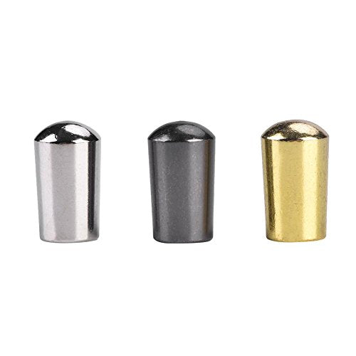 3Pcs Guitar Switch Tip, 3 Way Toggle Switch Knob Tip Cap Copper voor LP EPI elektrische gitaar (3,5mm-Zilver + Zwart + Goud)