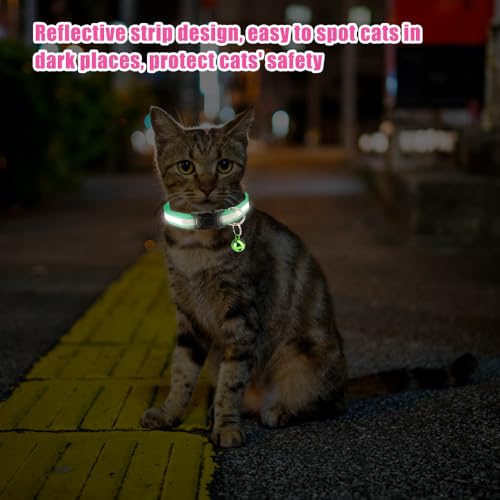 Verpakking van 12 Reflectieve Kattenhalsband, veiligheidssluiting, verstelbare lengte 20 cm - 32 cm, zachte, huidvriendelijke Kattenhalsband met klokken voor alle Katten en Puppies (12 kleuren) 5