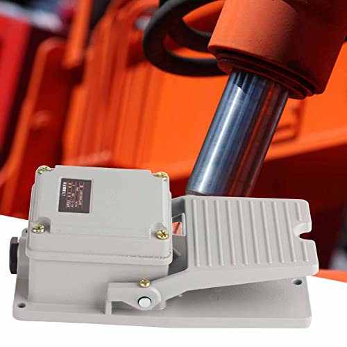 AC 250V 15A 1NO 1NC Voetschakelaar Momentary Aluminium, Industrial Momentan Metalen voetschakelaar, met Kabelingang [Energieklasse A+] 4