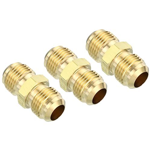 3/8" Man x 3/8" Man Messing Flare Union Connector, 3Scs Gas Adapter Messing Buis Koppelende Pijp Past voor slangen Fitting