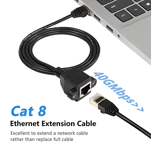RJ45 Cat8 Ethernetkabel, Cat8 netwerkkabel met hoge snelheidsplug naar Bus SFTP Patch Kabel 40 Gbit/s 2000MHz voor Router Modem Server met Schroeven (1m)