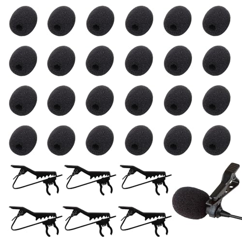 30 st. Lapel-microfoon Vervanging Kit, 24st Schuimmicrofoon Hoesbeschermer Miniheadset Microfoon Windschermen 6Scs Microfoon Tie Clips voor Lavalier Lapel Microfoon Headset Microfoons