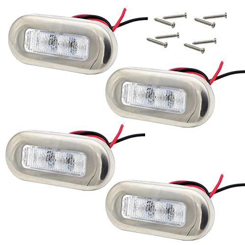 Sea 4PCS Hunting Lights Bootverlichting Boot Accessoires Waterproof Fence Cabine Lighting for Fishing Pontoon Boat Sailboat Kayak Hunting Bass Boat Ship -White